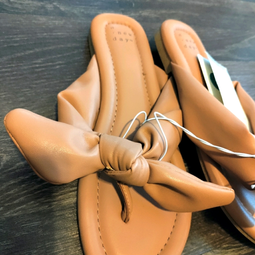 Tan slip on Sandals